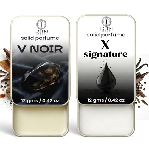 Image of IDITRI EXPORT Solid Perfume |x signature&V Noir Alcohol Free Wax Perfume Balm, Long Lasting | Pocket Tin 12g, Pack Of 2| Non Greasy Smooth Glide, Travel Friendly Men And Women