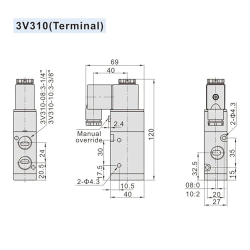 Électrovanne pneumatique 3V310-10-NC distributeur bistable normalement fermé - 6