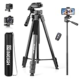 Nineigh Treppiede Fotocamera e Smartphone 45-211cm, Cavalletto Fotografico iPad in Alluminio con...