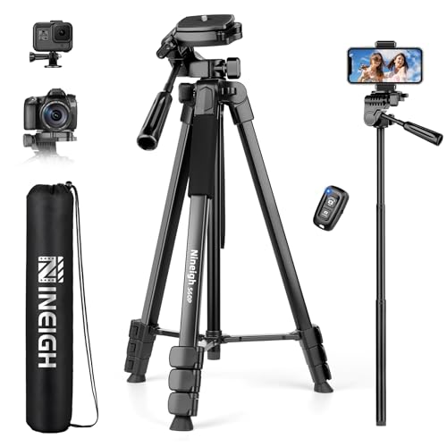 Nineigh Treppiede Fotocamera e Smartphone 45-211cm, Cavalletto Fotografico iPad in Alluminio con...