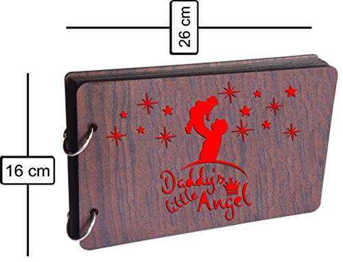 Image of Wooden Photo Album Scrapbook|Dad's Little Angel|26x16x4cm|Brown