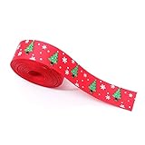 ASDFDG Weihnachtsband 1M 22mm Rot/Grün Ripsband Weihnachtsschneeflo gedrucktes DIY Haar-Bogen-Zubehör Handgemachte Geschenkverpackung for Craft Für Geschenkverpackung, Partydekoration