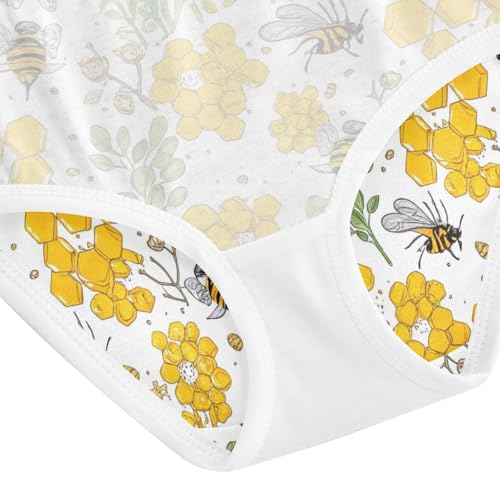 Honeycombs Bees Bright Girls Briefs, Toddler Girl Briefs, Girls' Cotton Brief Underwear, 2–8 Years4