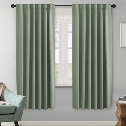 Image of H.VERSAILTEX Blackout Curtains Thermal Insulated Window Treatment Panels Room Darkening Blackout Drapes for Living Room Back Tab /Rod Pocket Bedroom Draperies, 52 x 72 Inch, Light Sage, 2 Panels