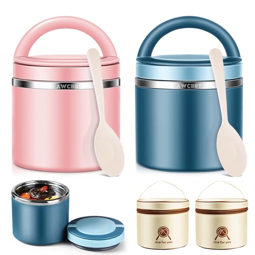 Listado de Frascos térmicos para comida disponible en línea. 46 Juegos de 2 Termo para Comida Caliente Rosa y Azul 630ml con Cuchara Sopera y Bolsa isotérmica,Caja Bento de Acero Inoxidable con Asa,Sellado y Prevención de Fugas,para...