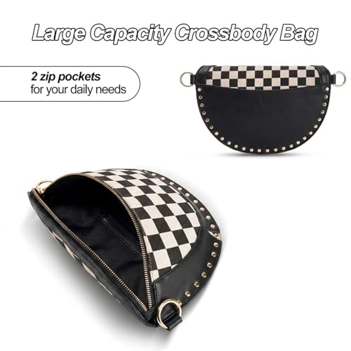 Image of Checkered Crossbody Bag, Bum Bags for Women Crossbody,Spacious Sling Bag Purse Fanny Packs with Shoulder Strap