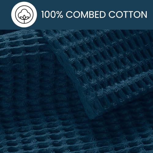 Image of 100% Combed Cotton Waffle Blanket for Bed,Sofa,Couch,| Teal |King -90X102 INCHES -Lightweight and Breathable Soft Woven AC Blankets,Throw for Summer, Spring, Winter, All Season