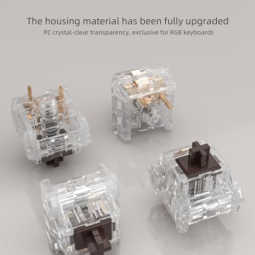 Image of Zhouwang 90 Pcs Crystal Brown Tactile Mechanical Keyboard Switches Kit | Pre-Lubed Hot-swap Switches,Solid rebound /Responsive 3 Pin Office Typing Feedback /Smooth feel for Mechanical Gaming Keyboards