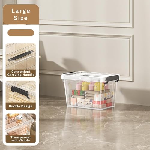 Image of Ash & Roh Plastic Storage Box /Bin /Container with Locking Lid - Sturdy and Versatile Home Organizer, Available in Multiple Size. (2, HEAVY TRANSPARENT, (LARGE-45 X 33 X 27CM))