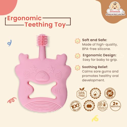 Image of Infantso Soft Silicone Teether for Baby Teething, Bear Teether Toy for 0-12 Months, BPA Free Silicone Soothing Baby Teether | BPA Free, Food Grade Soft & Safe Gum Relief Toy