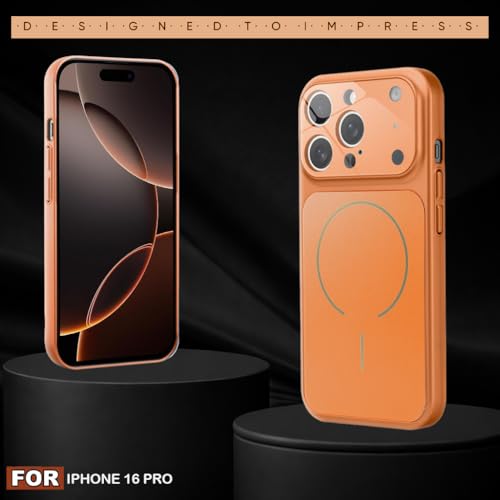 Image of SHINESTAR iPhone 16 Pro Case - Premium Shockproof Protective Cover, Wireless Charging Compatible, Slim & Durable Luxury Back Cover with Camera Protection (Orange)
