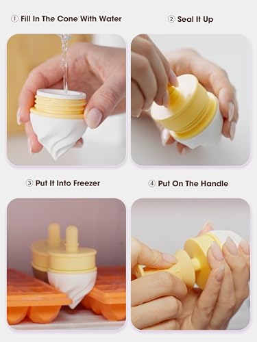 Image of Smily Mia Freezer Teether for Babies 12-18Months,Freezable Ice Cream Toy for 6-12Months Babies,Cold Water Soother for 3-6Months for Teething Pian Relief, Choclate Brown