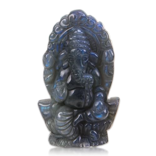 Estatua pequeña de Ganesha de Labradorita natural