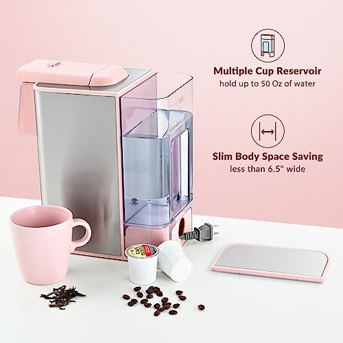 Mecity Pink Coffee Maker 3-in-1 Single Serve Coffee Machine, For Flat Bottom Coffee Capsule, Ground Coffee, 6 to 10 Ounce Cup, Removable 50 Oz Water Reservoir, 120V 1150W - Image 7