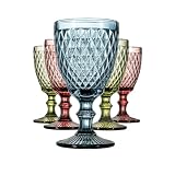 cecaro group – Set 6 Bicchieri Colorati Lavorati 260 ml Vetro Decorato – Stile Elegante e Moderno