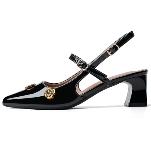 Heels for Women Block Chunky Platform High Heels Closed Pointed Toe Ankle Strap Dressy Comfortable Formal Dress Pump Shoes