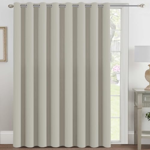 Image of H.VERSAILTEX Blackout Patio Curtains 100 x 96 Inches for Sliding Door Extral Wide Blackout Curtain Panels Thermal Insulated Room Divider - Grommet Top, 8' Tall by 8.5' Wide - Pale Oak