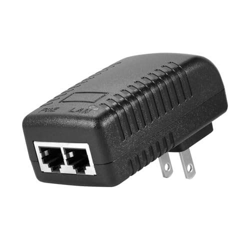 KERUI 48V PoE Injector 100Mbps Ethernet Power Supply PoE Injector POE Adapter Injector IEEE 802.3af Compliant for IP Cameras, IP Phone, PoE Devices
