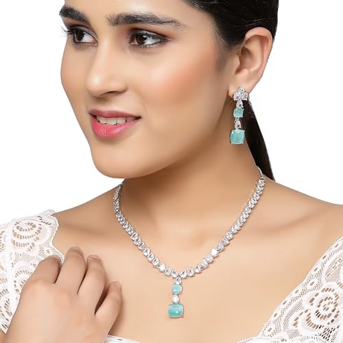 Square American Diamonds Necklace Set