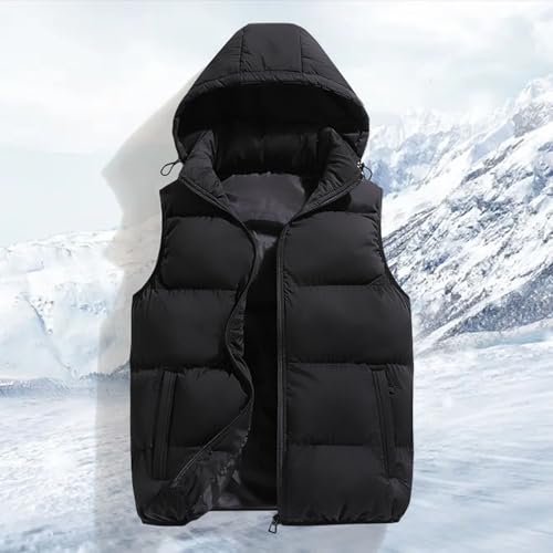 Chaleco para hombre abrigo contra el viento frío con capucha extraíble ajustable 3