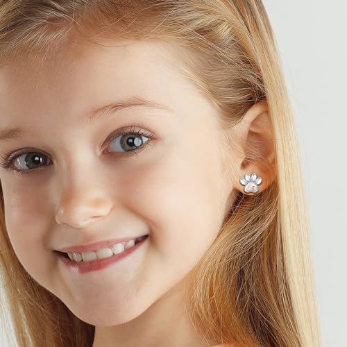 INFUSEU 925 Sterling Silver Earrings Cat Dog Paw Print Gifts for Women Girls Animal Lovers4