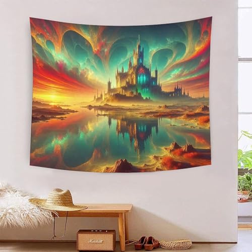 Tenture 3D château pour salon grand format 180x230cm décoration murale pour chambre enfants
