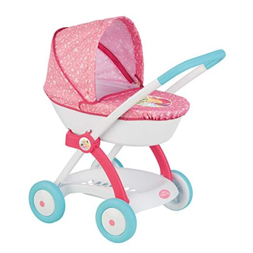 Smoby - Disney Princesses - Landau - pour Poupons et Poupées - Capote Rabattable - Panier de Rangement - 254102