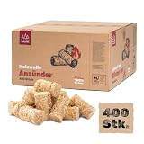 Heumüller Holzwolle 400 Stück Holzwolle-Anzünder Kaminanzünder - Grillanzünder | Anzünder aus Holzwolle & Wachs | Für Kamin, Ofen, Grill, Feuerstellen & Lagerfeuer geeignet