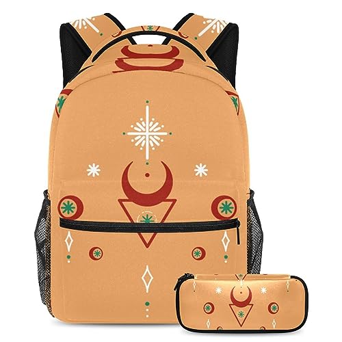 Sac à dos à motif abstrait pour voyage et grand cartable d'étudiant avec sa trousse de cours