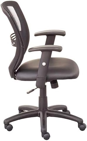 Network Mesh Back Faux Leather Seat Task Chair - Ergonomic Office Desk Computer Chair with Black Mesh Back, Polyurethane Seat & Base