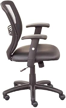 Network Mesh Back Faux Leather Seat Task Chair - Ergonomic Office Desk Computer Chair with Black Mesh Back, Polyurethane Seat & Base