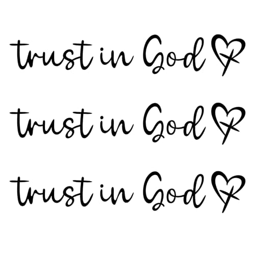 3pcs Trust in God Mirror Sticker Cute Car Rearview Mirror Stickers Automotive Accessories for Most Vehicles Decoration (Black)