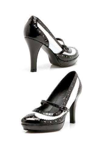 Ellie Shoes Flapper Costume Shoes Black & White Wingtip Mary Jane Gangster High Heel Pumps Size 6