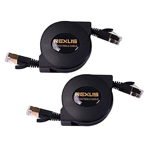 REXUS 2 Pack Cable Ethernet Cat7 Plano Retráctil 1.5 Metro miniatura 2