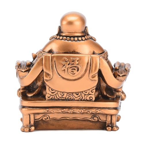 Figura de Buda Sonriente en Silla de Dragón de Resina miniatura 5
