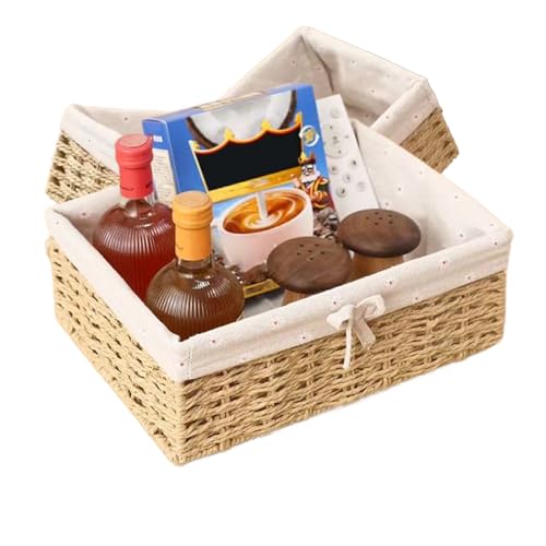 Cesta de pan rústica – Juego de de tela a mano, almacenamiento decorativo | 3 cestas de ratán con estilo vintage, cocina multiusos o organizador de mostradores, perfectas para casas y