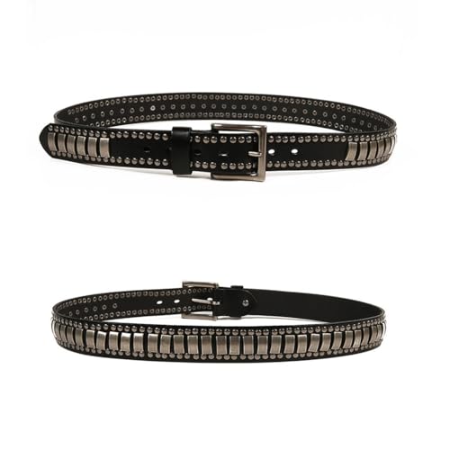 Studded Belt Punk Rock Bright Metal Rivet for Women Men Leather Waist Strap Gothic Accessories for Jeans Pants Dress2