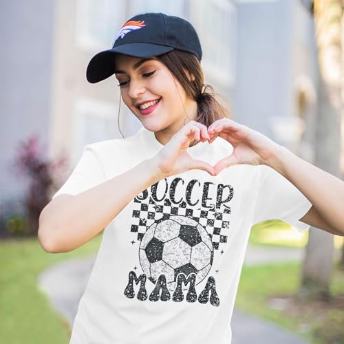 Women Soccer Mom Shirt Game Day T Shirt Soccer Mama Graphic Short Sleeve Shirt3