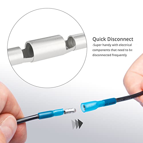Wirefy RSMP2-130 Pcs Heat Shrink Male Bullet Connectors - Male Wire Bullet Connectors - Electrical Bullet Butt Terminals - Blue 16-14 Awg | Waterproof Bullet Connectors thumb #2