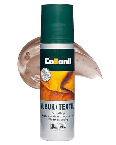 Collonil Nubuk + Textile cognac 100 ml Farbpflege für Wildleder Rauleder Nubuk & Velours Cognacfarbene Flüssig-Schuhpflege zur Farbauffrischung Lederpflege Schuhe Made in Germany