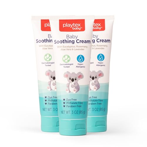 Playtex Baby Vapor Cream, 3 oz., 3-Pack, Gentle Baby Soothing Cream, Dermatologist Tested, Hypoallergenic, Free of Dye, Parabens and Phthalates