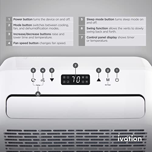 Image of Ivation 6,500 BTU Camper Air Conditioner | Portable Over-the-Window Sill AC, Fan & Dehumidifier for RV, Caravan & Motorhome | Digital Display, Temperature Control, Timer, Sleep Mode, Whisper Quiet