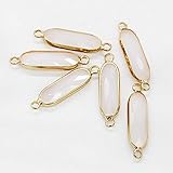  12 pcs coloré 7X21mm Quartz Ovale Pierre Naturelle 2 Boucles cristal strass Facettes Encadrée verre pendentif Bracelet pour Bijoux, blanc jade