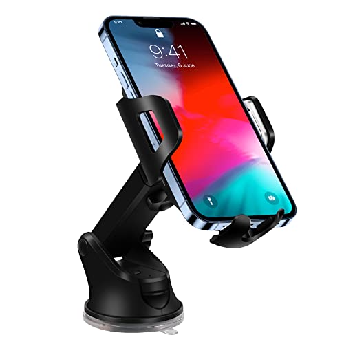 FineWish Support Téléphone Voiture, Support Voiture Auto Universel Ventouse, Support Rotation 360°, Support Téléphone Voiture pour Tableau de Bord Pare-Brise, pour 4-7 Pouces Smartphones et GPS