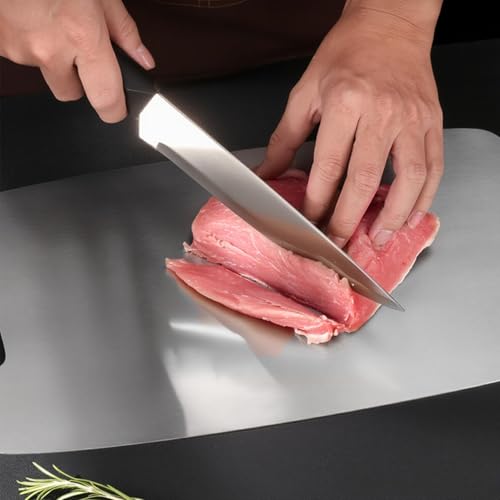 Planche à découper en acier inoxydable double face pour cuisine et camping - 5