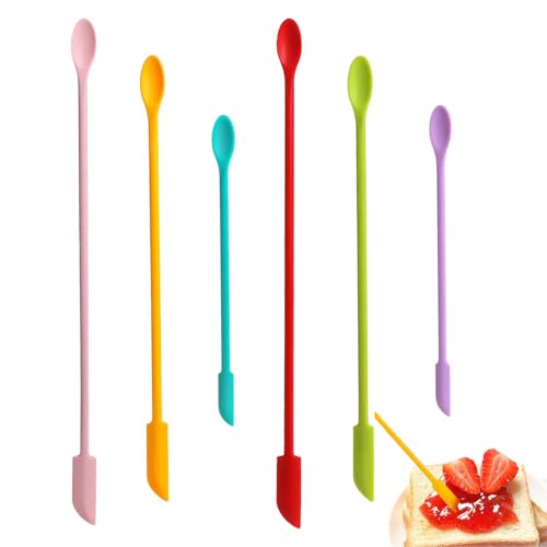 Silikon Spatel,6PCS Multifunktional Teigschaber Doppelseitig Kleiner Küchenschaber Mini Silikon...