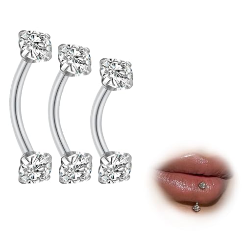 Ya en mundofriki.es: ESHIONER G23 Titanio Ceja Piercing Joyería Rook Vertical Labret Barra Labial Tragus Labret Daith Anillo de la ceja Ojos de serpiente Piercing Lengua Bola de plata CZ 6mm 8mm 10mm 16g Banana 3 Piezas