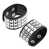 YYZTXF 2X Retro Punk Studded PU Leather Wristbands for Halloween and Cosplay Events - Stylish Unisex...