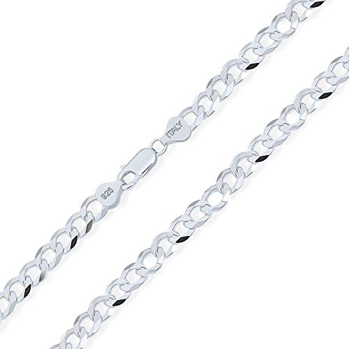 Bling Jewelry Mens Solid 3-9MM Franco Square Box or Strong Diamond Cut .925 Sterling Silver Miami Cuban Curb Chain Necklace For Men Teens Women 16, 18, 20, 24 Inch