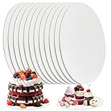 Cmkura 8 Pack 12 Inch Round Cake Boards, Disposable Corrugated White Cardboard Food-Graded Plate Tray Circles...